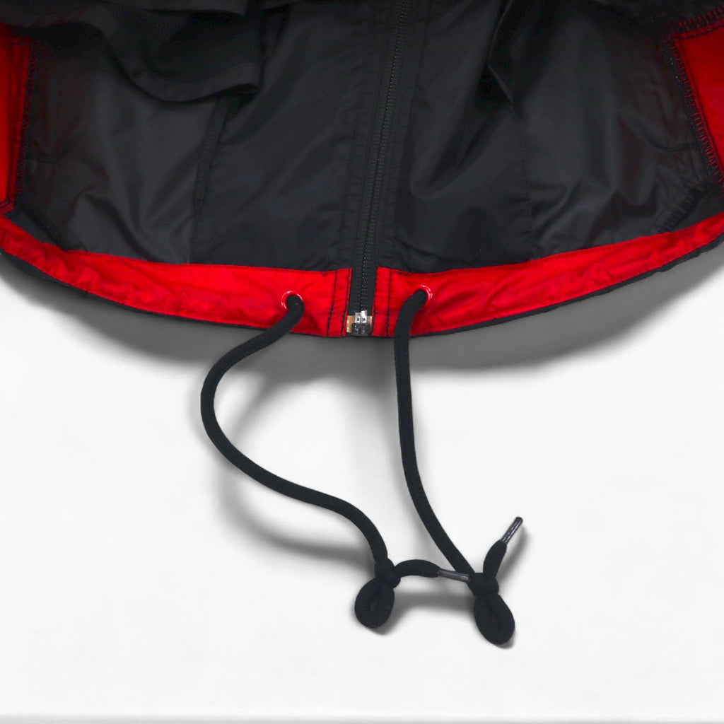 NIKE 90s Silver Tag Nylon Jacket Jersey S Black Red Fishtail Drawcord
