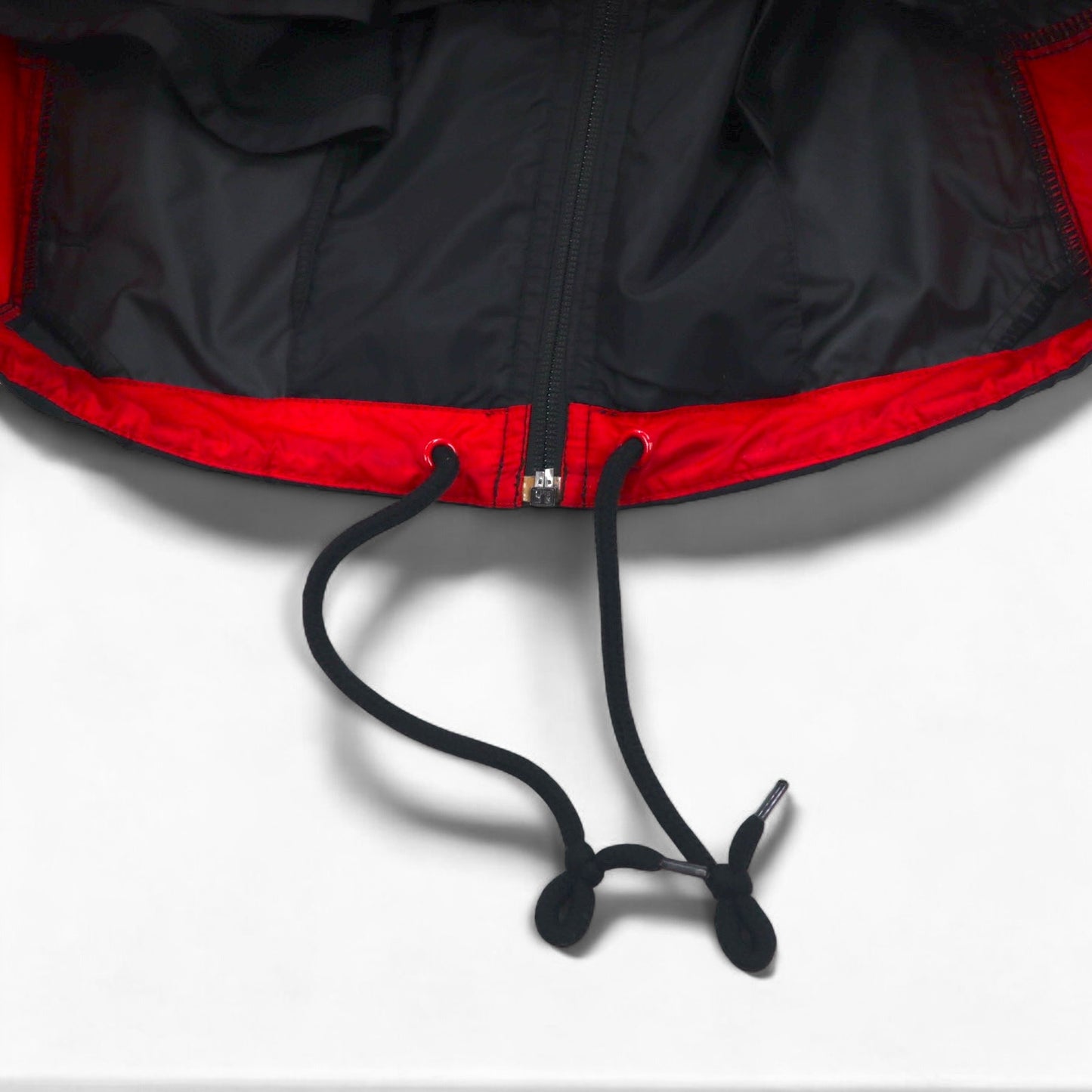 NIKE 90年代 銀タグ ナイロンジャケット ジャージ S ブラック レッド フィッシュテイル ドローコード