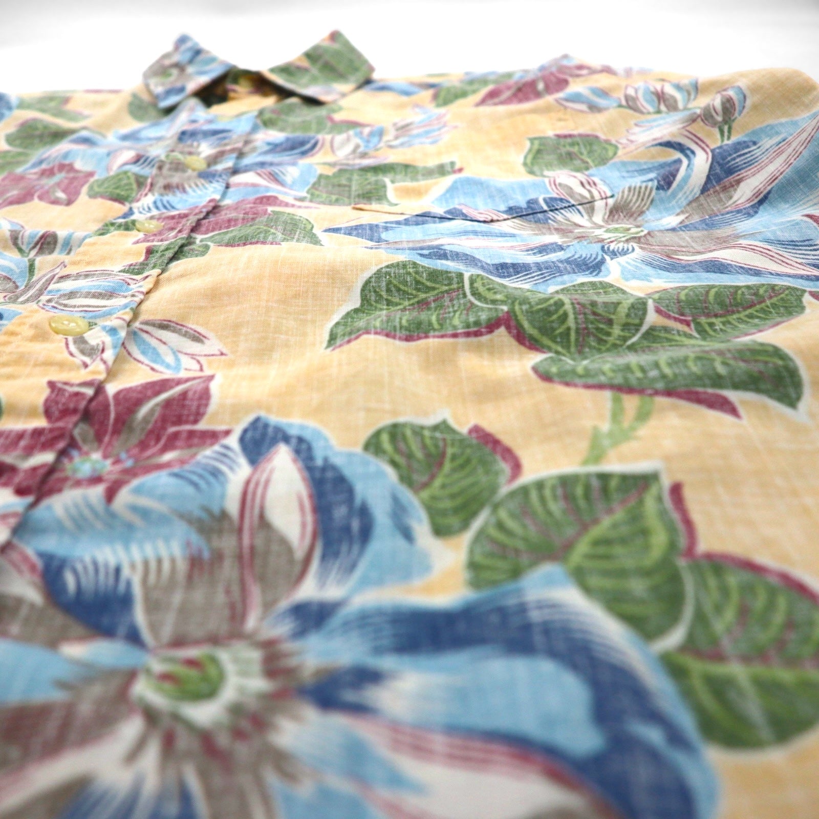 Rayn Spooner 90s Bikini Tag Aloha Shirt, Size L, Blue, Cotton, Floral Print