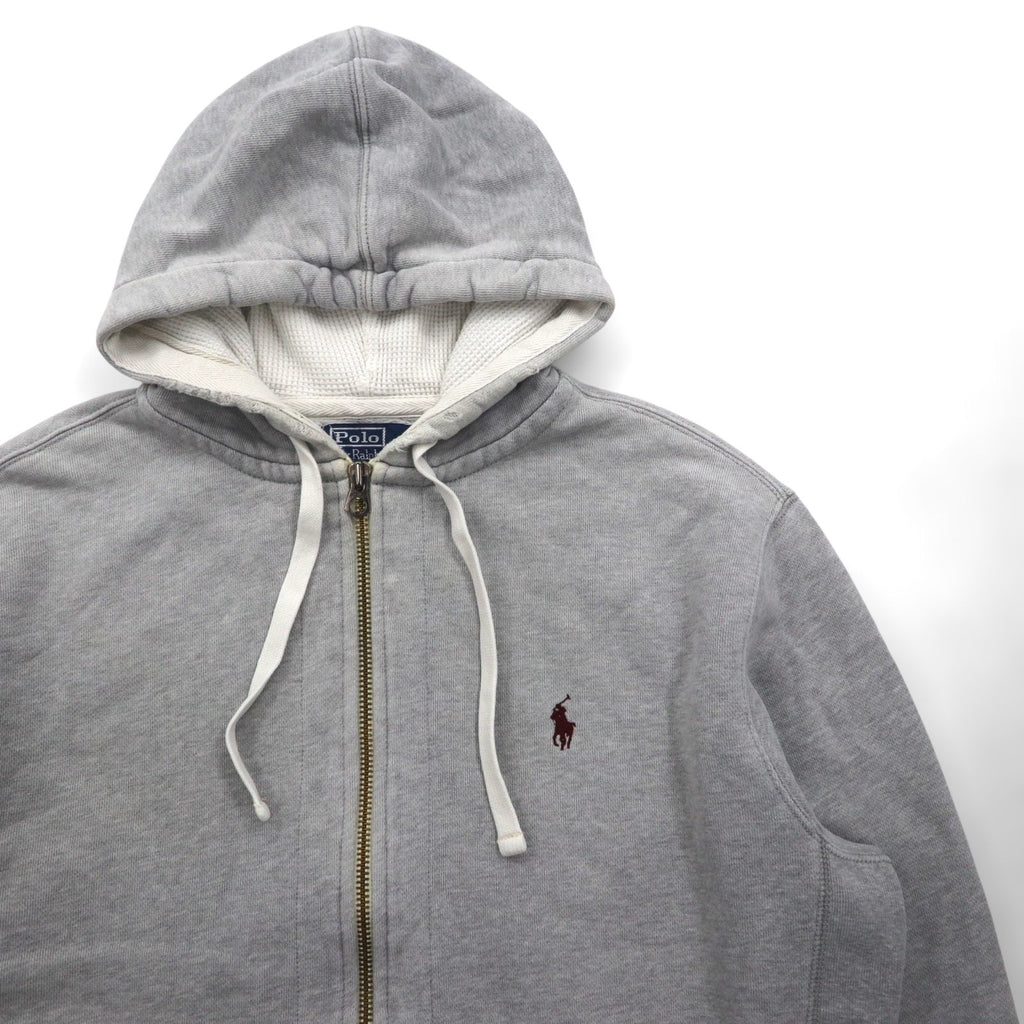 Polo Ralph Lauren 90s Reverse Weave Zip Hoodie, Gray, Large, with Small Pony Embroidery