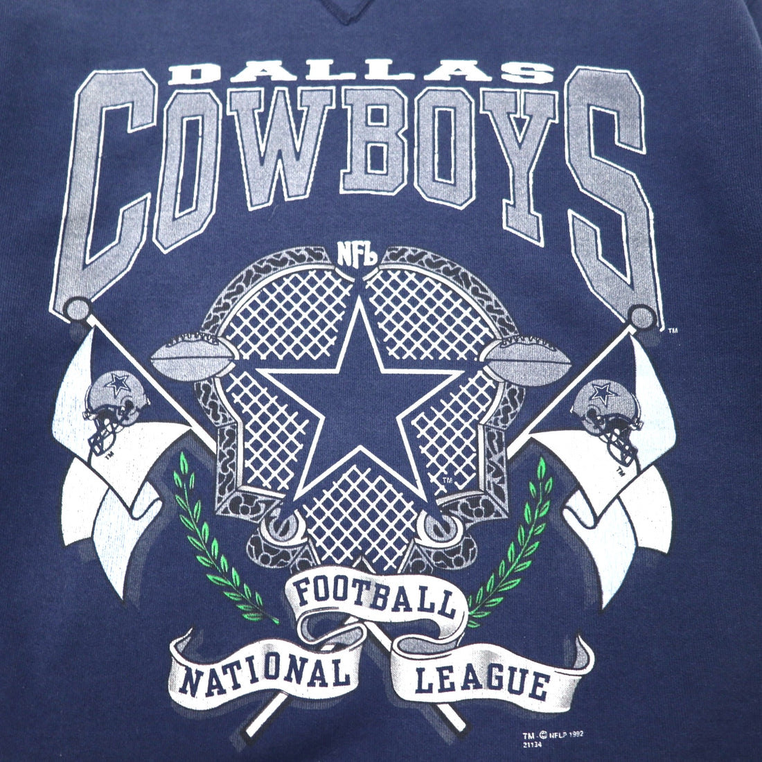 SIGNAL SPORTS USA Made 90s NFL Print Sweatshirt L Navy Cotton DALLAS COWBOYS 1992