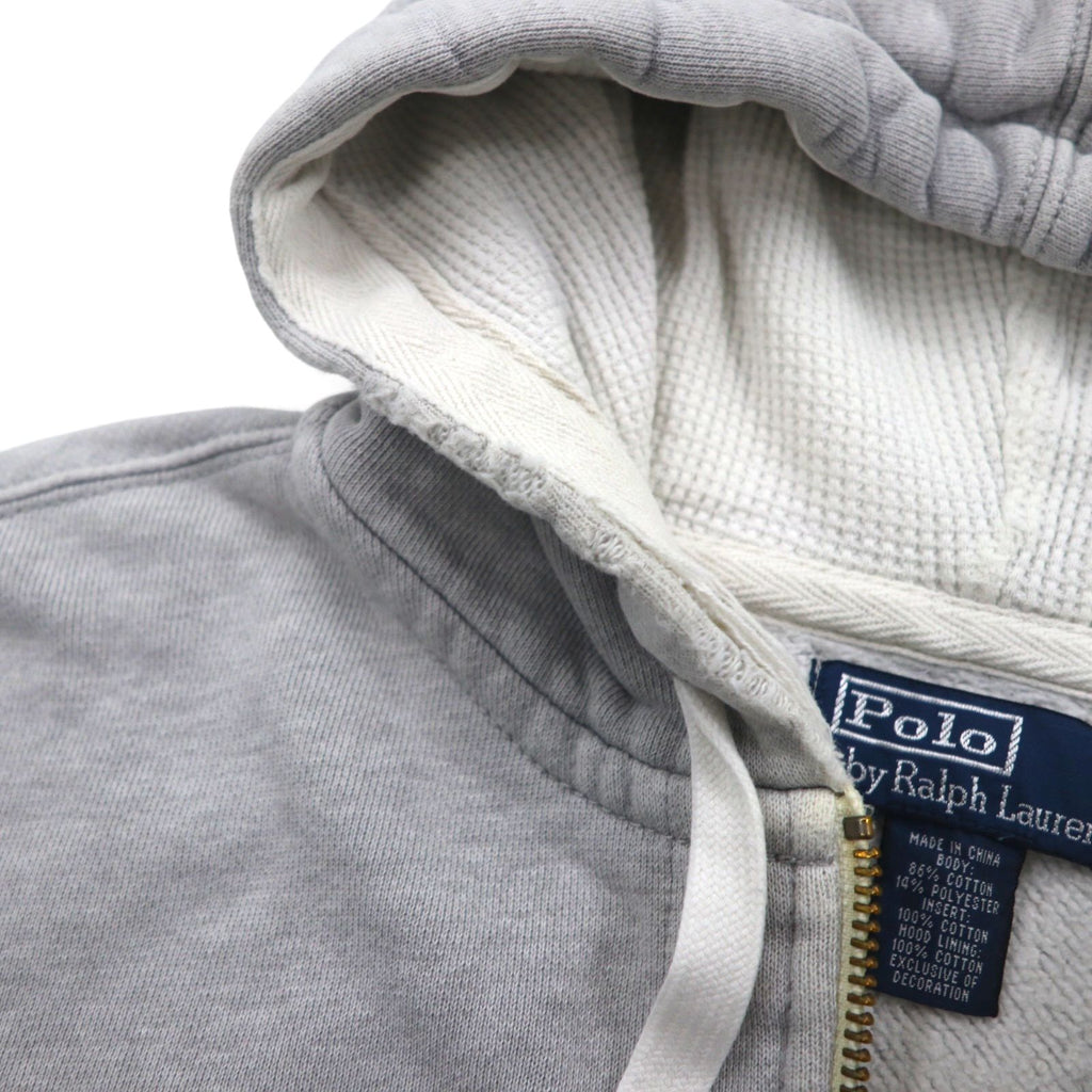 Polo Ralph Lauren 90s Reverse Weave Zip Hoodie, Gray, Large, with Small Pony Embroidery