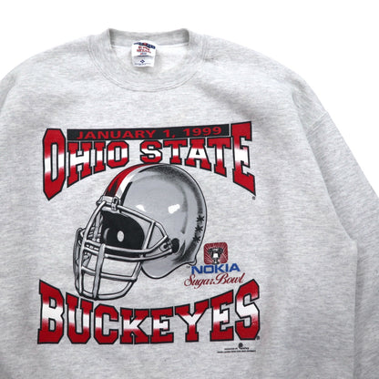 JERZEES USA製 90年代 SUPER SWEATS カレッジ フットボール プリント スウェット XL グレー コットン 裏起毛 NCAA Ohio State Buckeyes football