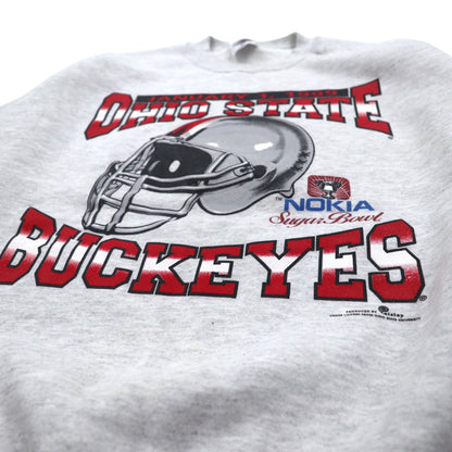 JERZEES USA製 90年代 SUPER SWEATS カレッジ フットボール プリント スウェット XL グレー コットン 裏起毛 NCAA Ohio State Buckeyes football