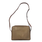 CELINE Made in Italy Old Macadam Shoulder Bag Beige Leather All-over Pattern Logo Riri Zip M07