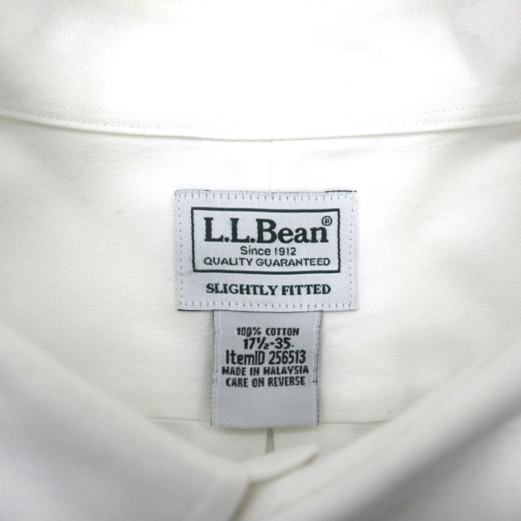 LLBean Oxford Button-Down Shirt, XL, White, Chest Pocket, Slightly Fitted, 256513