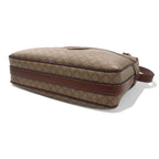 CELINE Made in Italy Old Macadam Shoulder Bag Beige Leather All-over Pattern Logo Riri Zip M07