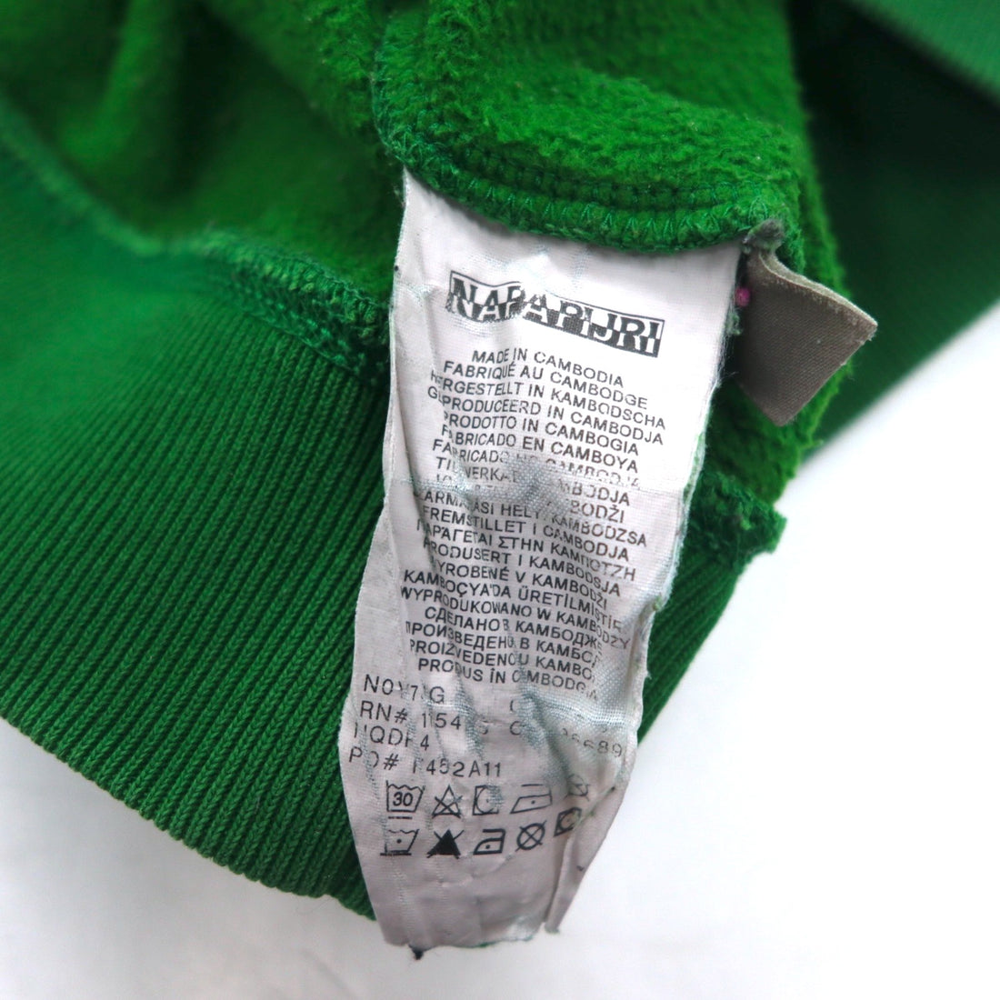 NAPAPIJRI Pullover Hoodie, Medium, Green, Cotton, Fleece Lining, Front Pocket