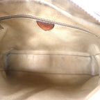 CELINE Made in Italy Old Macadam Shoulder Bag Beige Leather All-over Pattern Logo Riri Zip M07
