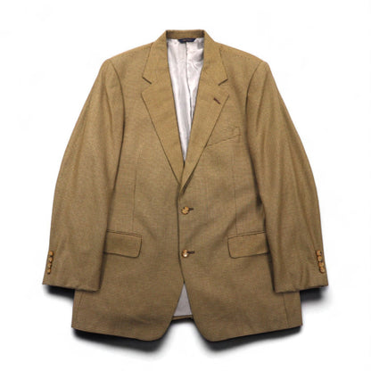 COACH USA製 オールドコーチ ガンクラブチェック 2B テーラードジャケット L ベージュ シルク混 ウール