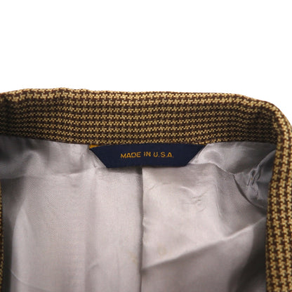 COACH USA製 オールドコーチ ガンクラブチェック 2B テーラードジャケット L ベージュ シルク混 ウール