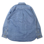 LANDS' END Denim Work Shirt L Blue Cotton Big Size