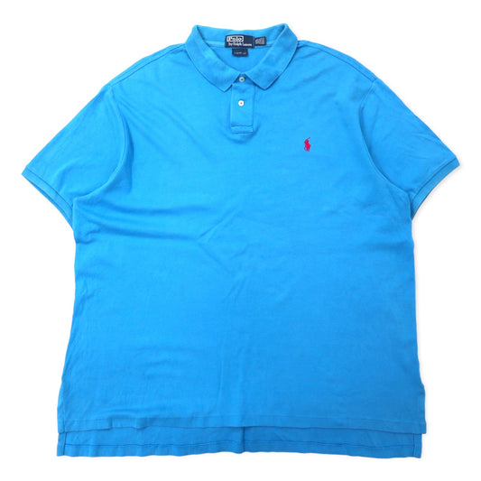 日本然リトテ-古着オンライン-Polo by Ralph Lauren ポロシャツ XXL ブルー コットン CUSTOM FIT スモールポニー刺繍 ビッグサイズ-Polo by Ralph Lauren Polo Shirt XXL Blue Cotton CUSTOM FIT Small Pony Embroidery Big Size