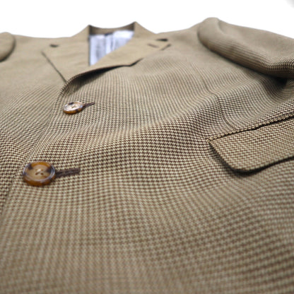 COACH USA製 オールドコーチ ガンクラブチェック 2B テーラードジャケット L ベージュ シルク混 ウール