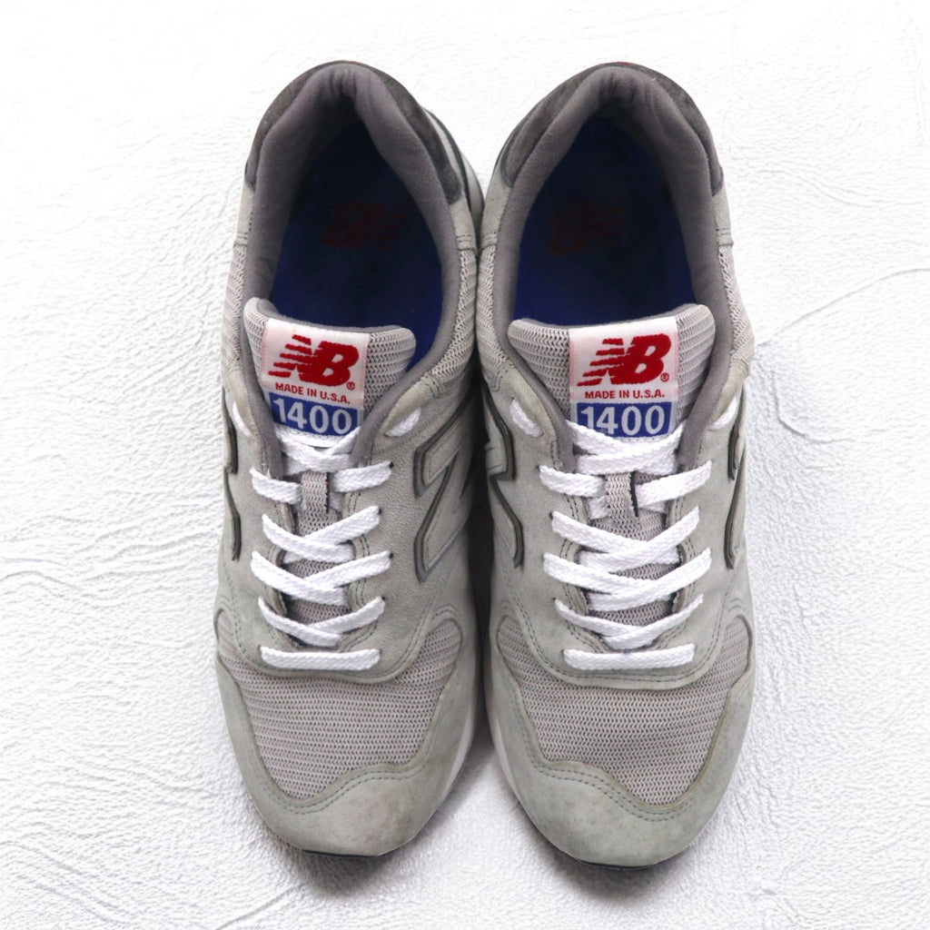 new balance USA製 1400 ピッグスキン スエードレザー スニーカー 27.5cm グレー メッシュ M1400OG