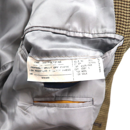 COACH USA製 オールドコーチ ガンクラブチェック 2B テーラードジャケット L ベージュ シルク混 ウール