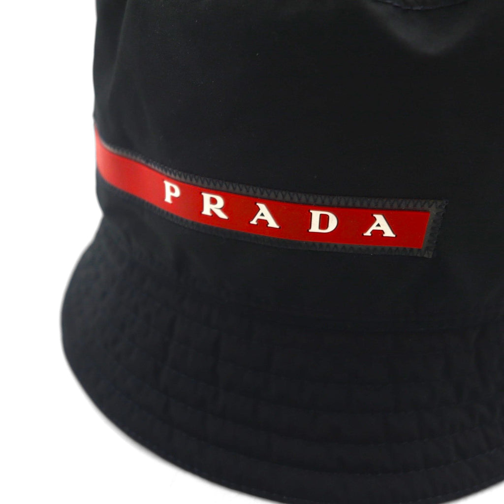 Prada technical fabric bucket hat in black Linea Rossa Sport, made in Italy