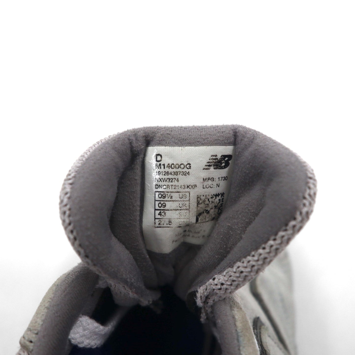 new balance USA製 1400 ピッグスキン スエードレザー スニーカー 27.5cm グレー メッシュ M1400OG