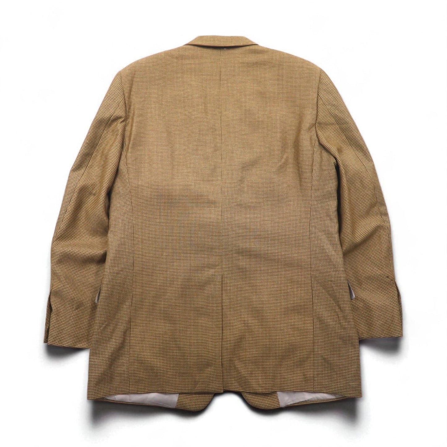 COACH USA製 オールドコーチ ガンクラブチェック 2B テーラードジャケット L ベージュ シルク混 ウール