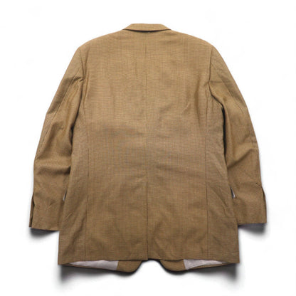 COACH USA製 オールドコーチ ガンクラブチェック 2B テーラードジャケット L ベージュ シルク混 ウール