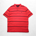 NAUTICA Classic Fit Striped Polo Shirt 2XL Pink Pique Performance Deck Shirt with One Point Logo Embroidery