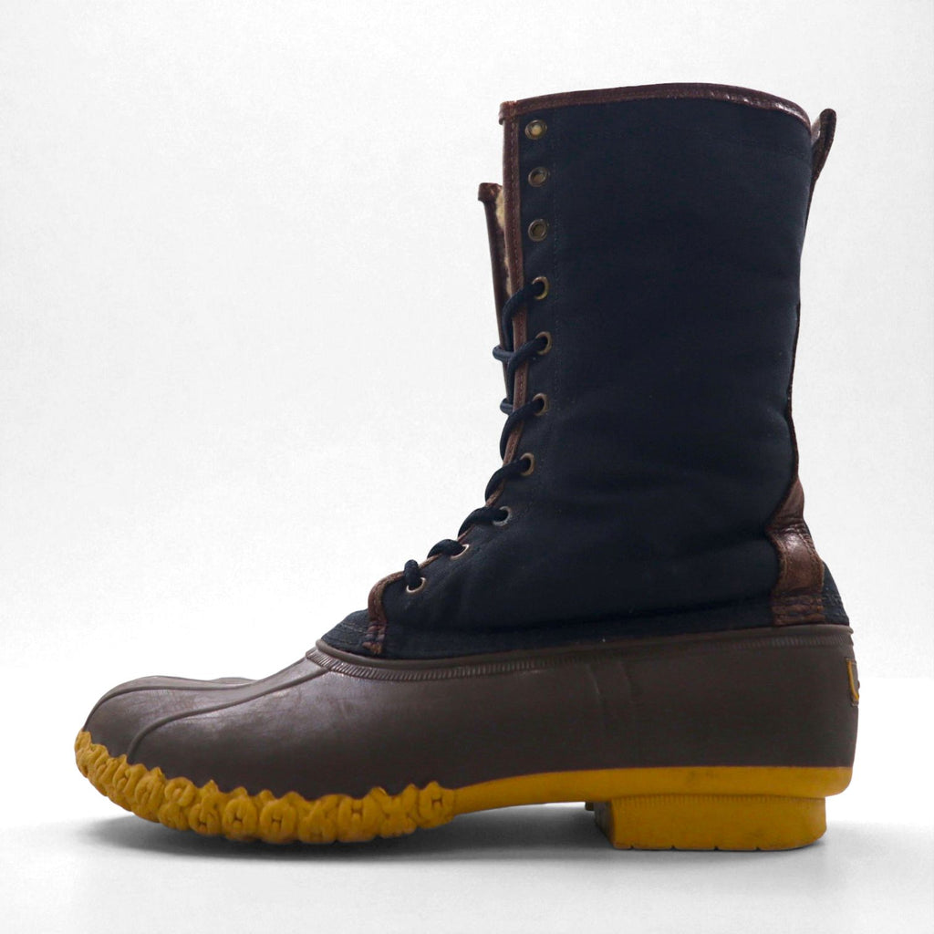 LLBean Maine Hunting Boots, Rubber Duck Boots, Size 28cm, Black, with Boa Lining and Lace-Up
