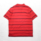 NAUTICA Classic Fit Striped Polo Shirt 2XL Pink Pique Performance Deck Shirt with One Point Logo Embroidery