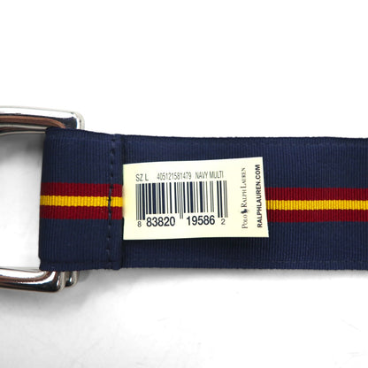 POLO RALPH LAUREN USA-Made Double Ring Ribbon Belt, Navy Nylon, Deadstock, Unused