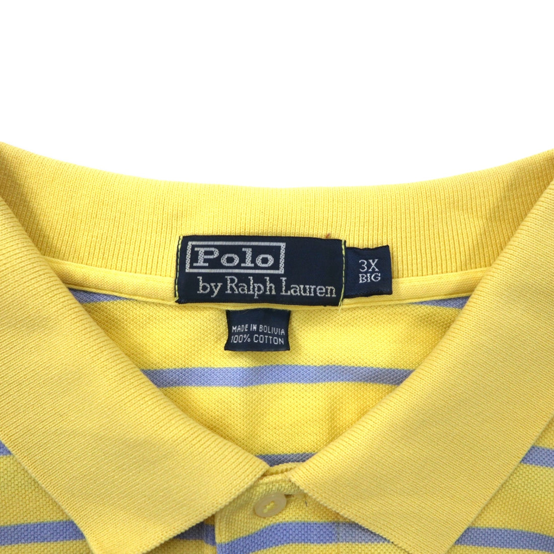 Polo by Ralph Lauren Striped Polo Shirt 3X BIG Yellow Blue Cotton Pique Small Pony Embroidery Big Size