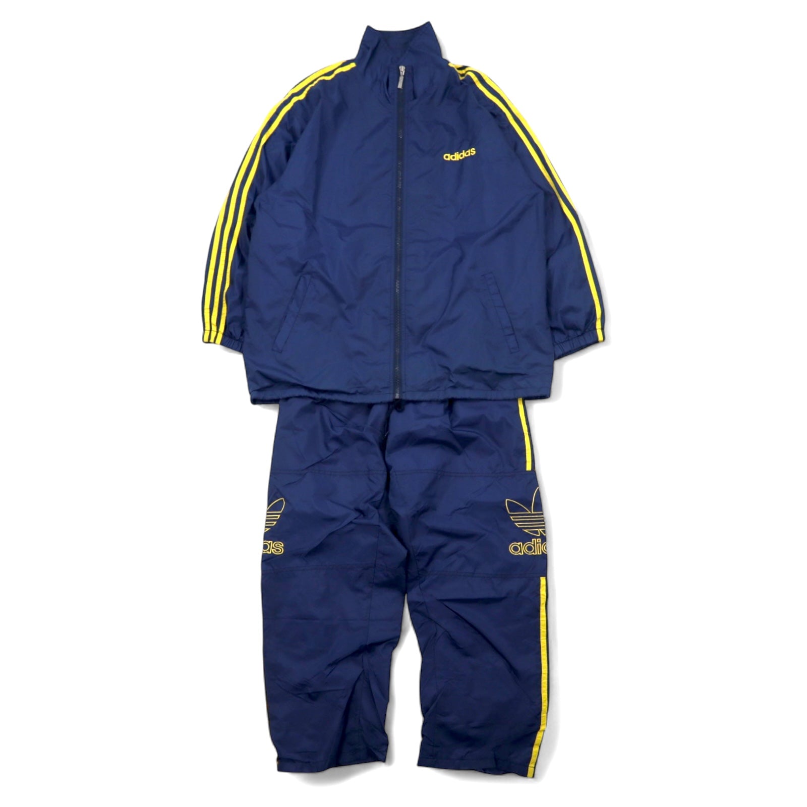 日本然リトテ-古着オンライン-adidas 90年代 トラックジャケット セットアップ ジャージ L ネイビー ナイロン トレフォイルロゴ 刺繍 3ストライプ-adidas 90's Track Jacket Setup Jersey L Navy Nylon Trefoil Logo Embroidery 3 Striped