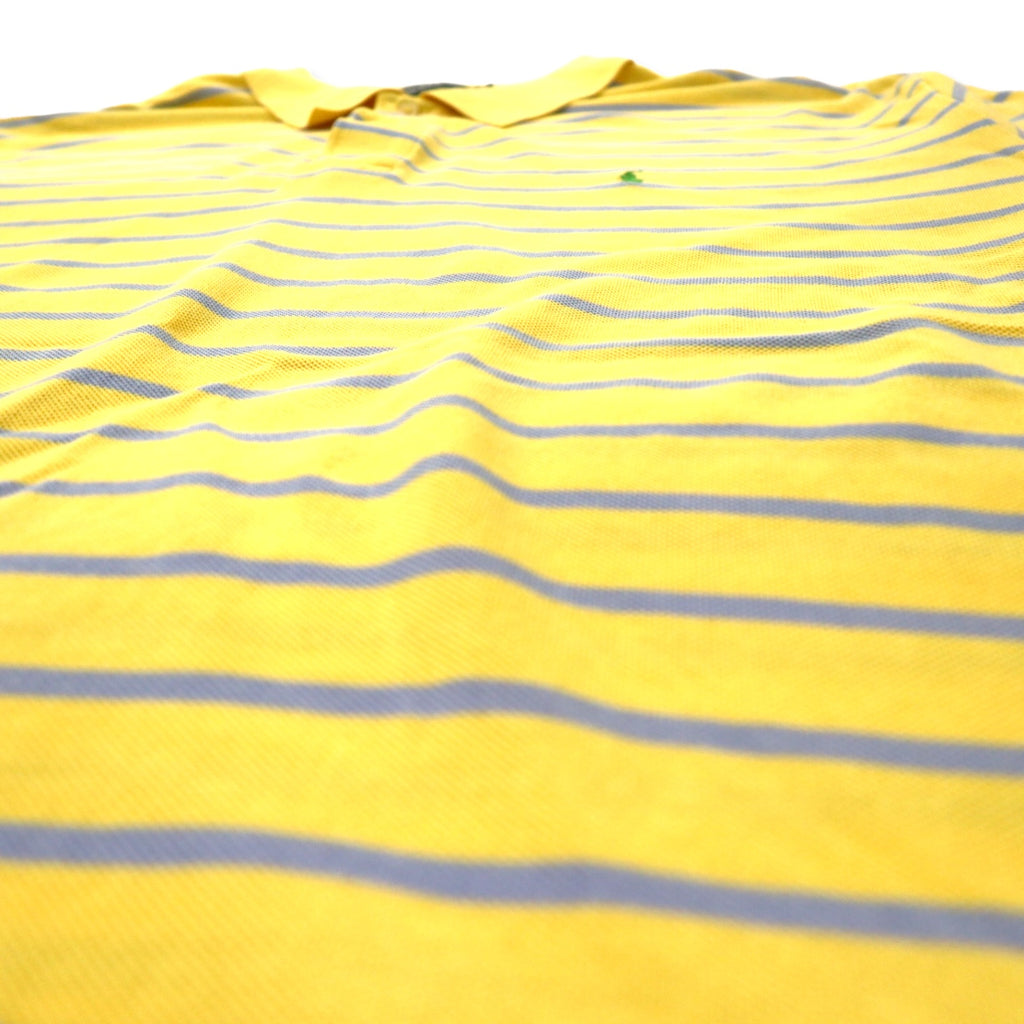 Polo by Ralph Lauren Striped Polo Shirt 3X BIG Yellow Blue Cotton Pique Small Pony Embroidery Big Size