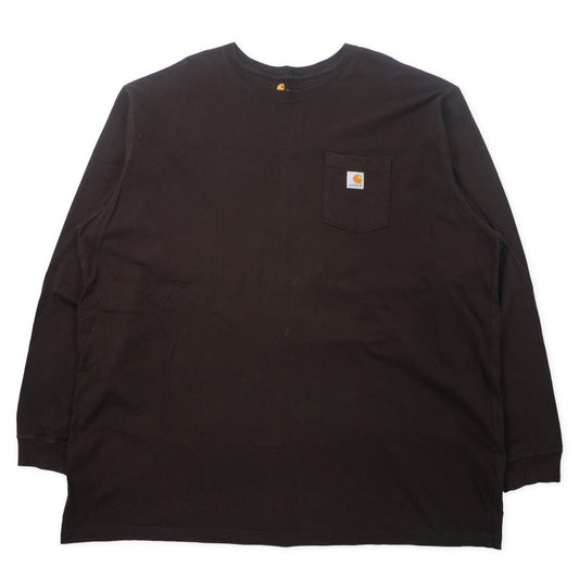 carhartt ビッグサイズ ロングスリーブ ポケットTシャツ ロンT 4XL ブラウン コットン ORIGINAL FIT