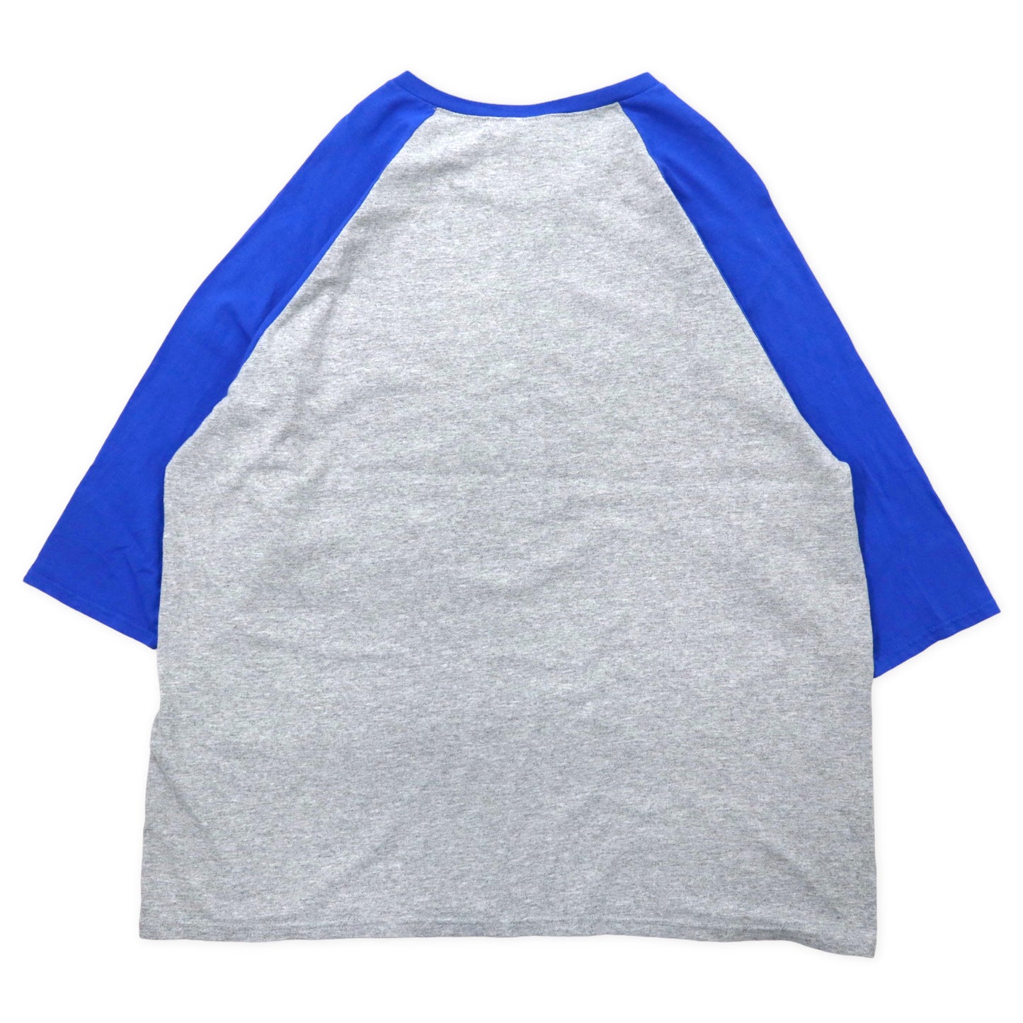 GILDAN ベースボールプリント ラグランTシャツ 2XL グレー ブルー コットン CHAPEL BASEBALL ビッグサイズ