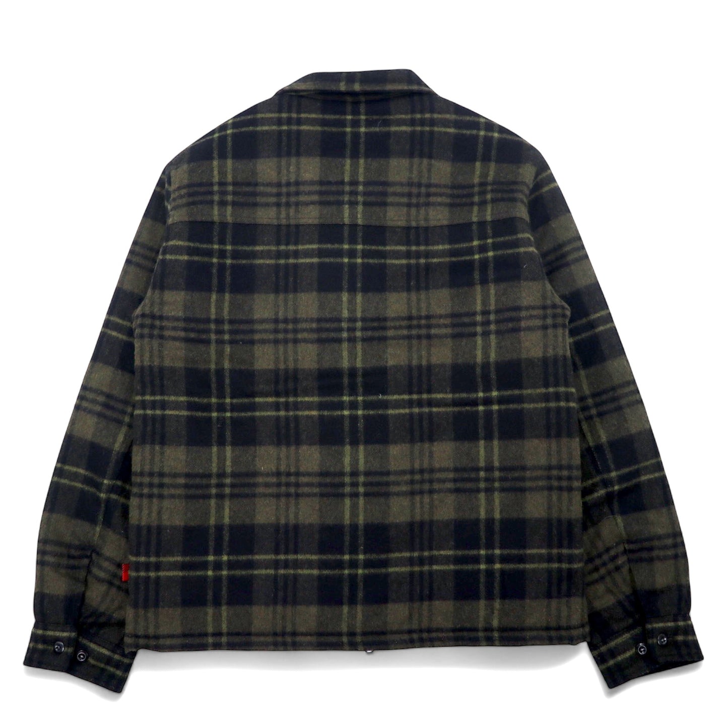 WOOLRICH WOOLEN MILLS インサレーション ジップアップ ブルゾン 中綿 L カーキ チェック ウール ダブルジップ ARCHIVE PATTERN ダブルジップ WOOS0039