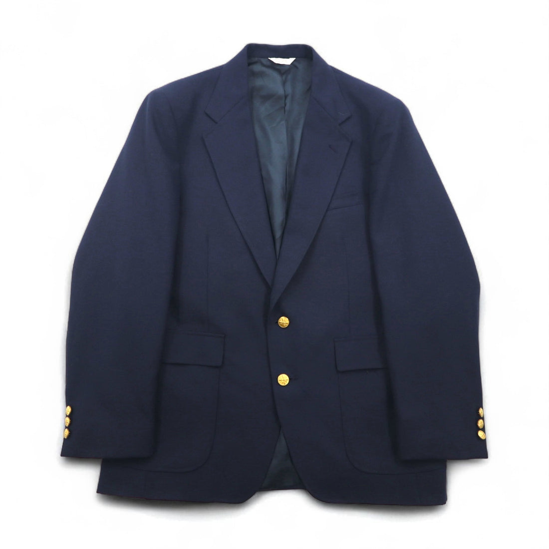 Vintage 90s USA Made Blazer MIKAEL YORK COLLECTION. 90s USA Made 2B Tailored Jacket Blazer, Navy Gabardine, Gold Buttons, Size XL.