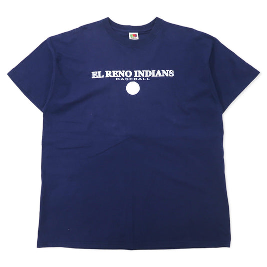 日本然リトテ-古着オンライン-FRUIT OF THE LOOM ベースボール プリント Tシャツ XXL ネイビー コットン Loftdez ビッグサイズ EL RENO INDIANS ホンジュラス製-FRUIT OF THE LOOM Baseball Print T-Shirt XXL Navy Cotton Loftdez Big Size EL RENO INDIANS Honduras Made