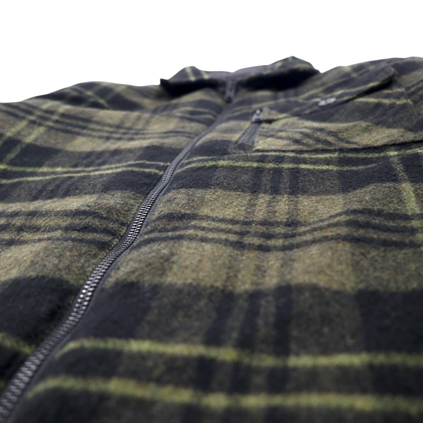 WOOLRICH WOOLEN MILLS インサレーション ジップアップ ブルゾン 中綿 L カーキ チェック ウール ダブルジップ ARCHIVE PATTERN ダブルジップ WOOS0039