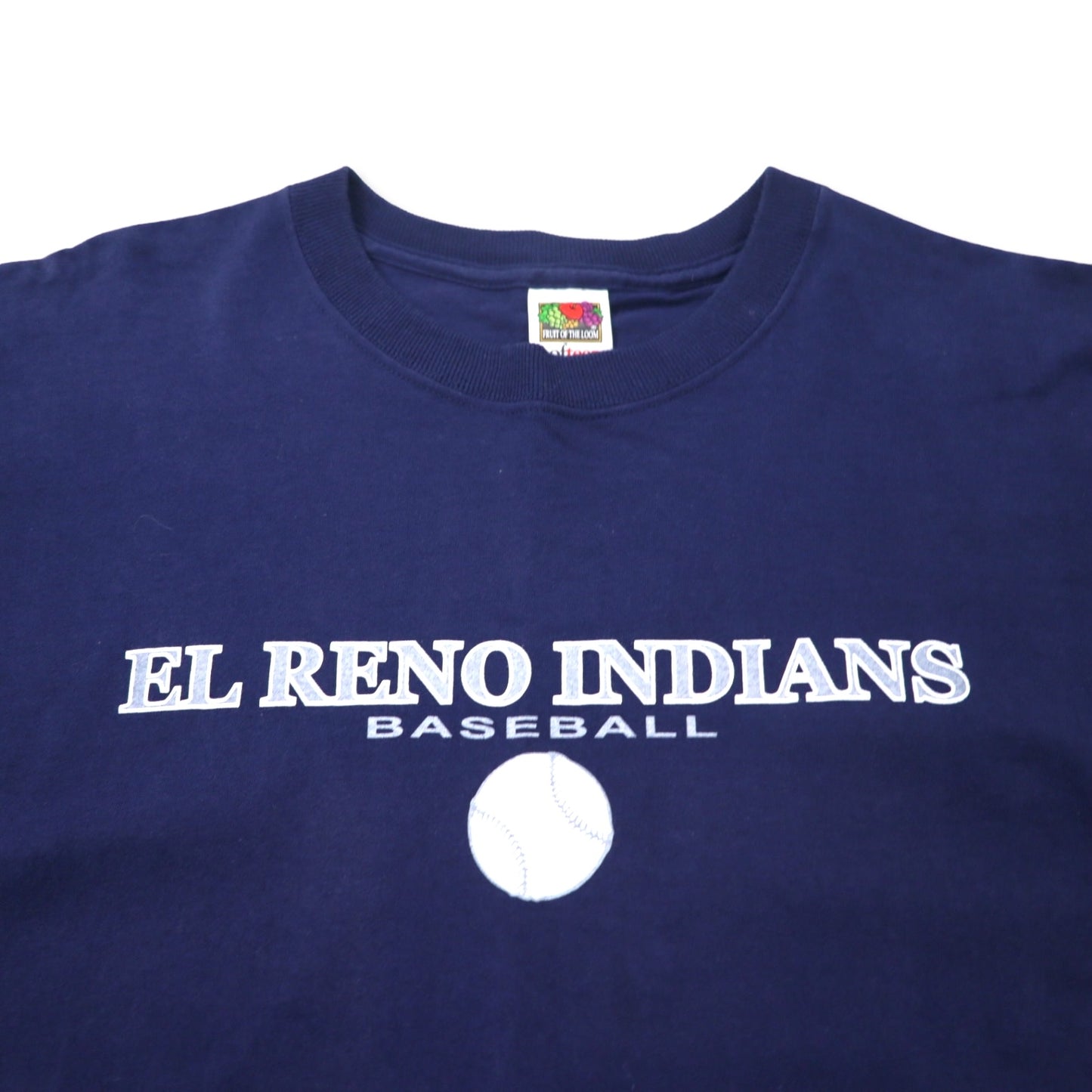 FRUIT OF THE LOOM ベースボール プリント Tシャツ XXL ネイビー コットン Loftdez ビッグサイズ EL RENO INDIANS ホンジュラス製