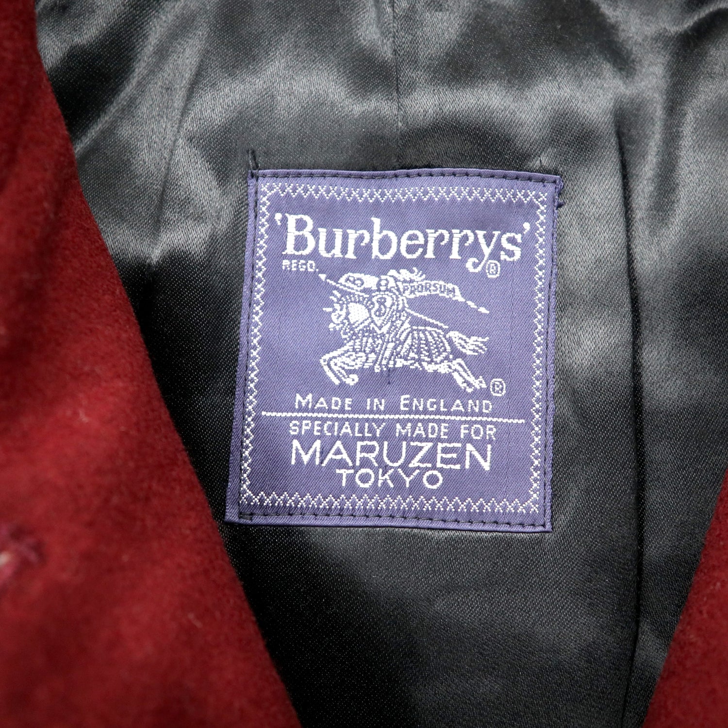 BURBERRYS England MADE COAT L BORDEAUX Wool Lining CHECKED MARUZEN