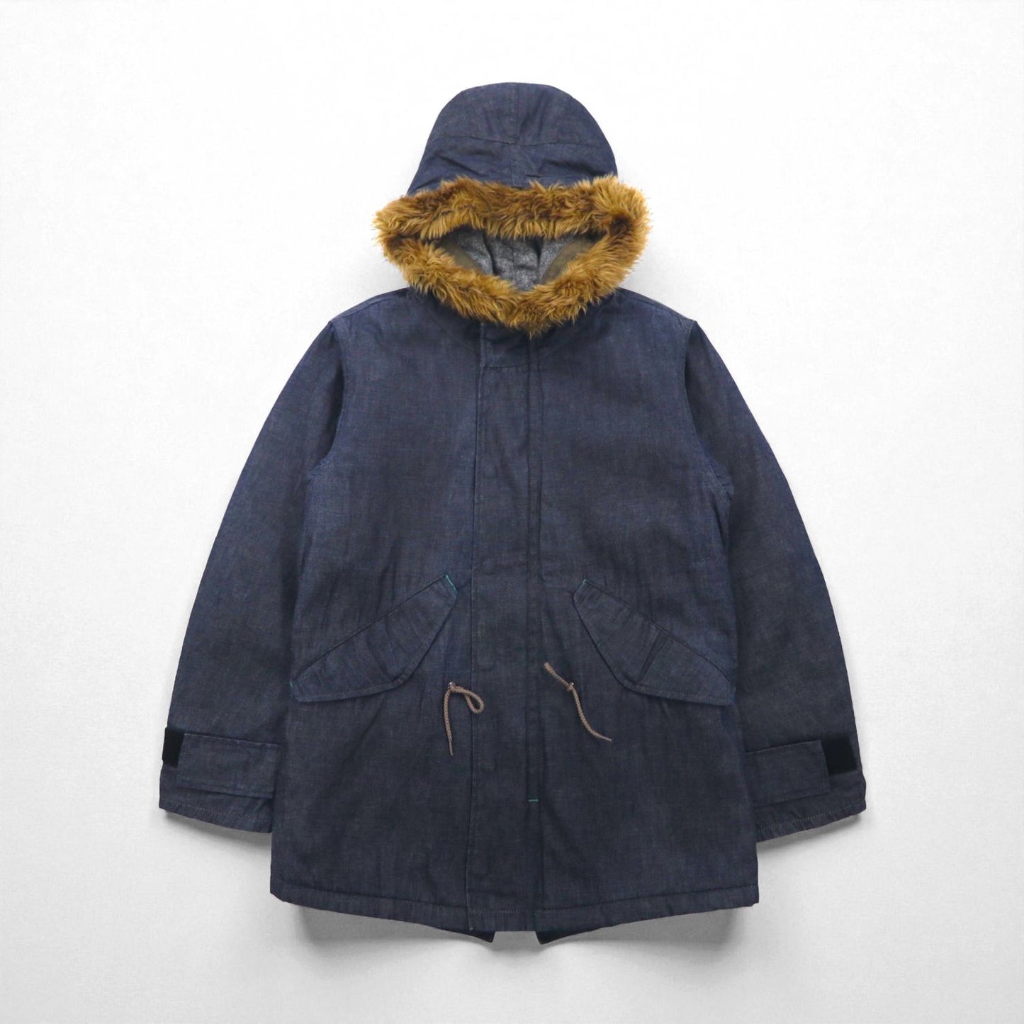 BLUE BLUE Waxed Denim Field Coat, M-51 Mod Coat, Size Small, Indigo, Double Zip, 700041-441, JK1434, Made in Japan