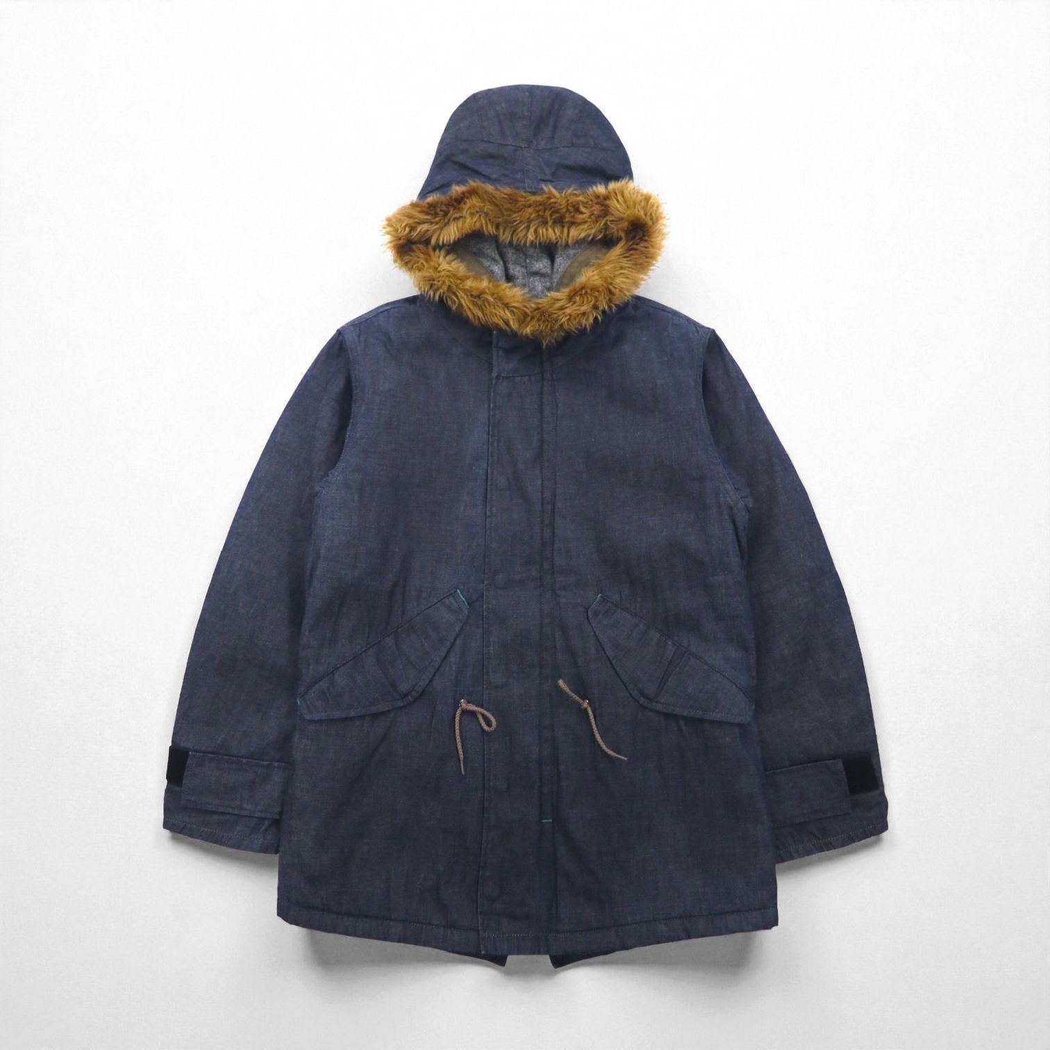 BLUE BLUE Waxed Denim Field Coat, M-51 Mod Coat, Size Small, Indigo, Double Zip, 700041-441, JK1434, Made in Japan