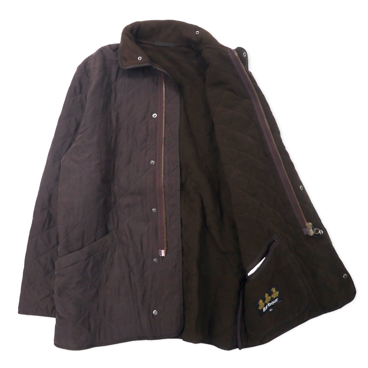 Barbour キルティングジャケット XL ブラウン ポリエステル フリースライナー  MICROFIBRE POLARQUILT MQU0022BR95