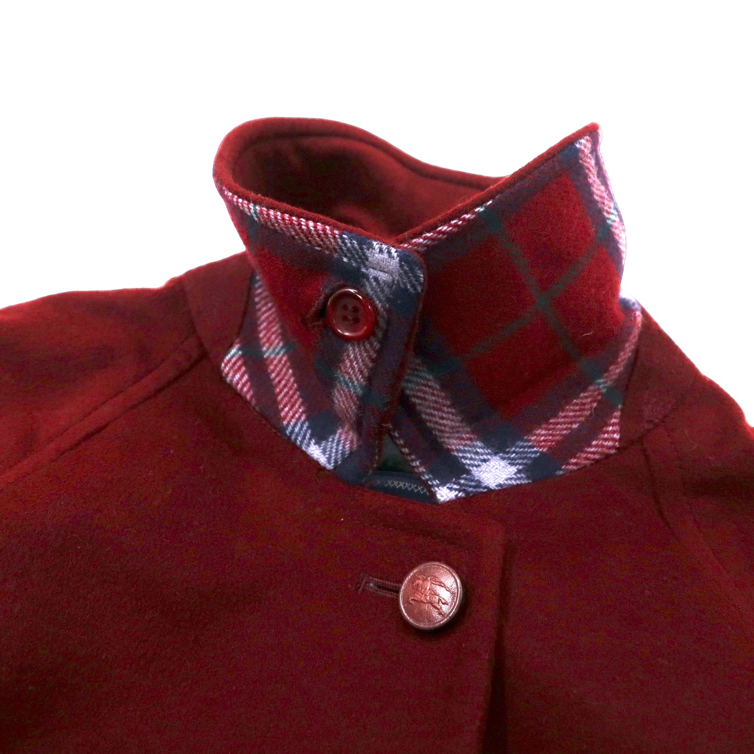 BURBERRYS England MADE COAT L BORDEAUX Wool Lining CHECKED MARUZEN