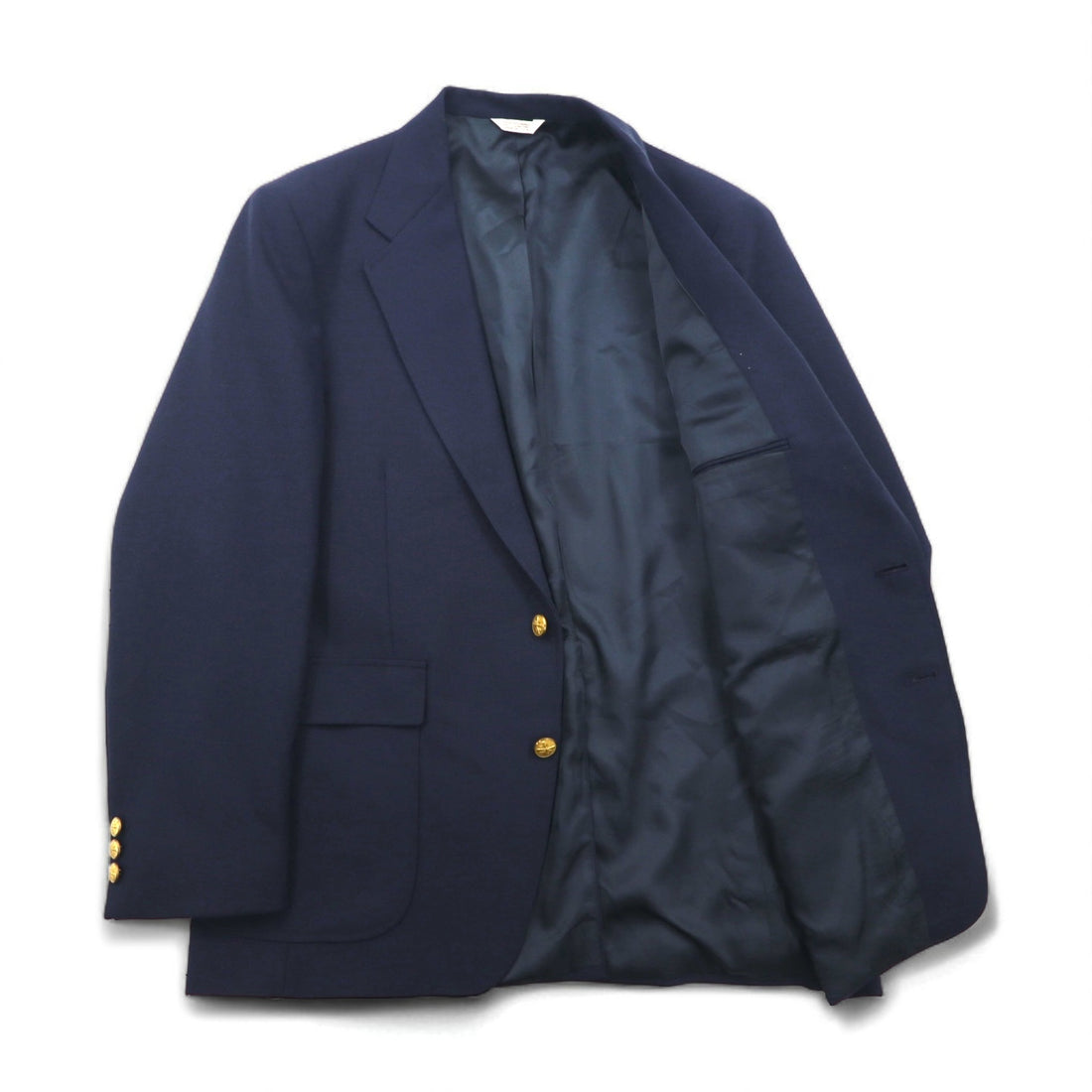 Vintage 90s USA Made Blazer MIKAEL YORK COLLECTION. 90s USA Made 2B Tailored Jacket Blazer, Navy Gabardine, Gold Buttons, Size XL.