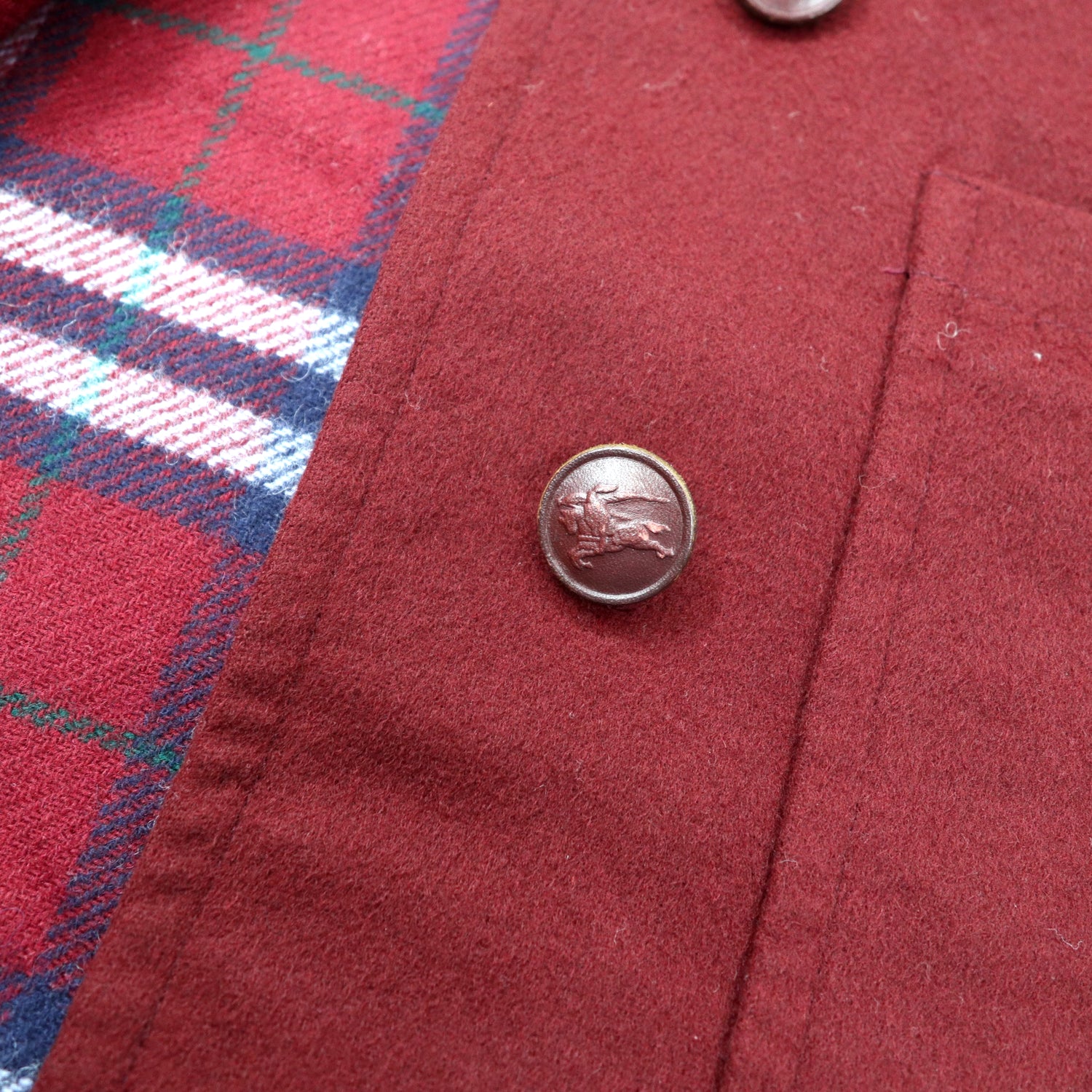 BURBERRYS England MADE COAT L BORDEAUX Wool Lining CHECKED MARUZEN