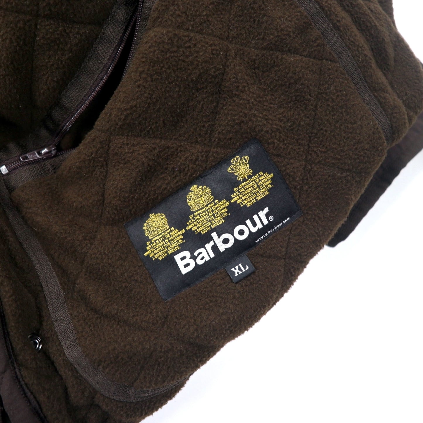 Barbour キルティングジャケット XL ブラウン ポリエステル フリースライナー  MICROFIBRE POLARQUILT MQU0022BR95