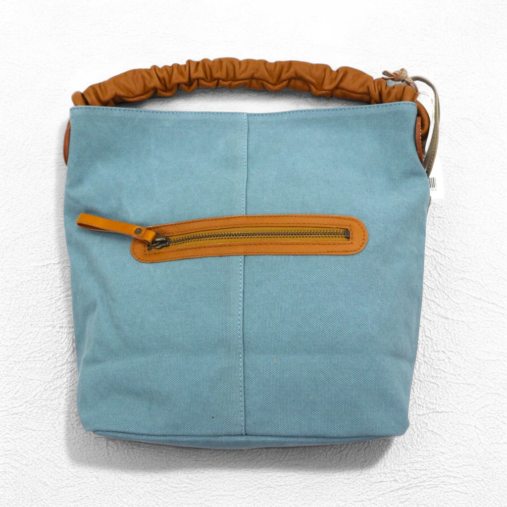 Dakota Leather Handle Canvas Tote Bag Handbag Blue Cowhide 1530470 Unused