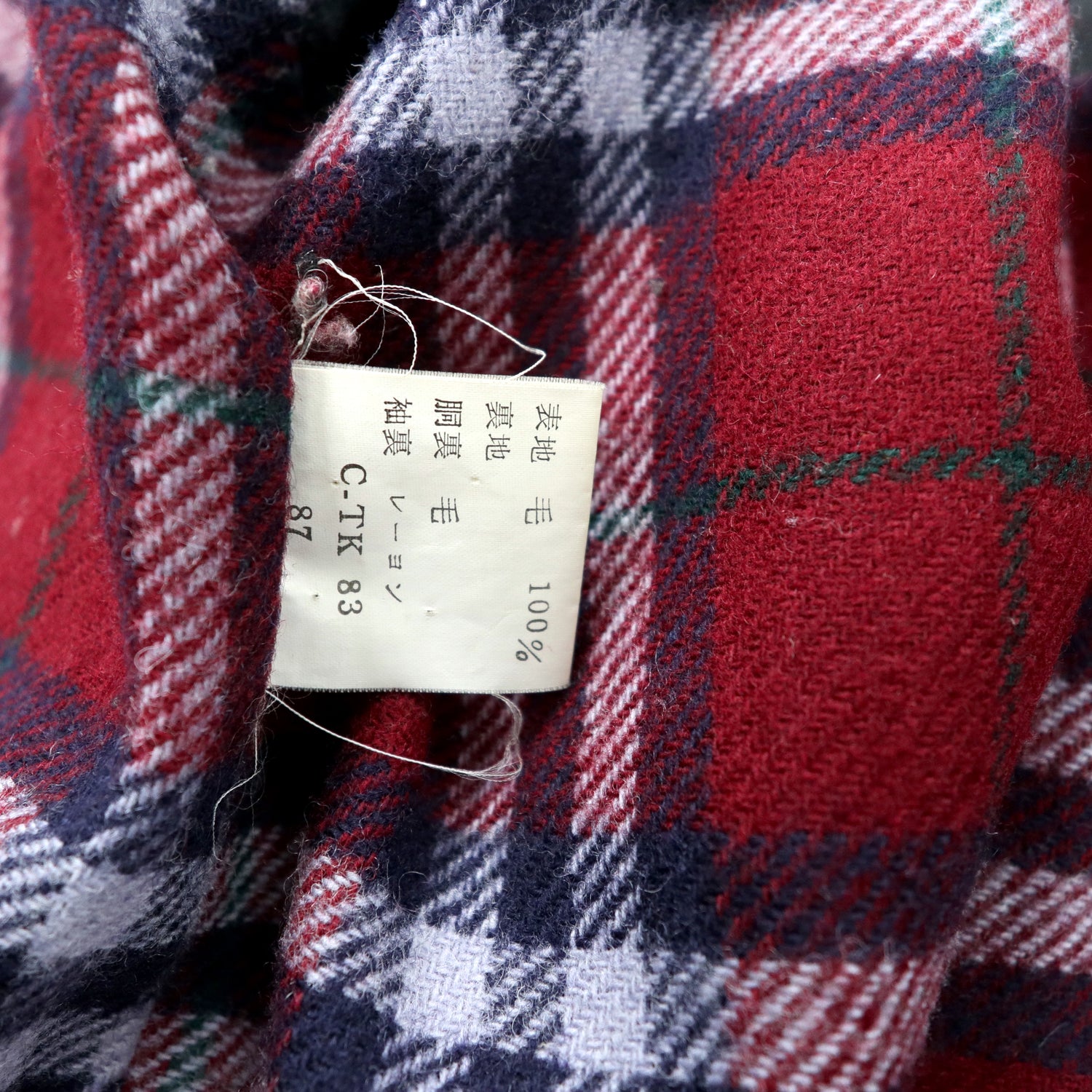 BURBERRYS England MADE COAT L BORDEAUX Wool Lining CHECKED MARUZEN