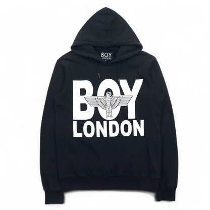 BOY LONDON イタリア製 ロゴプリント プルオーバー パーカー M ブラック コットン