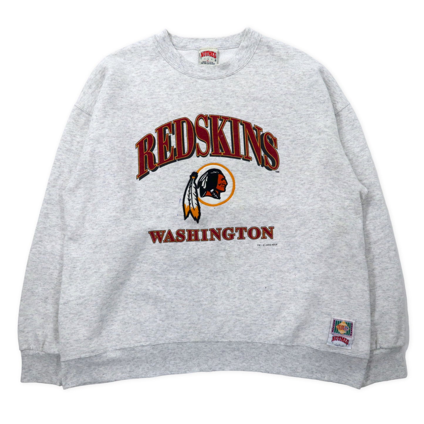 NUTMEG MILLS USA製 90年代 NFL RED SKINS フットボール スウェット XL グレー コットン 裏起毛 ビッグサイズ